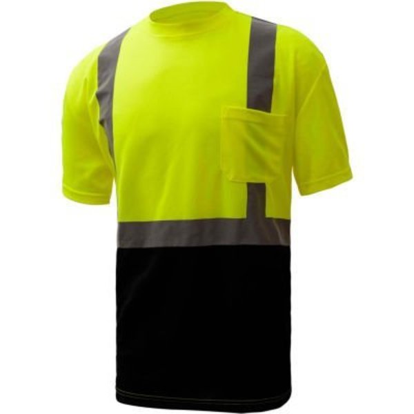 Gss Safety GSS Safety 5111, Class 2, Microfiber Birdseye Short Sleeve T-Shirt W/ Black Bottom, Lime, 3XL Tall 5111-3XL TALL